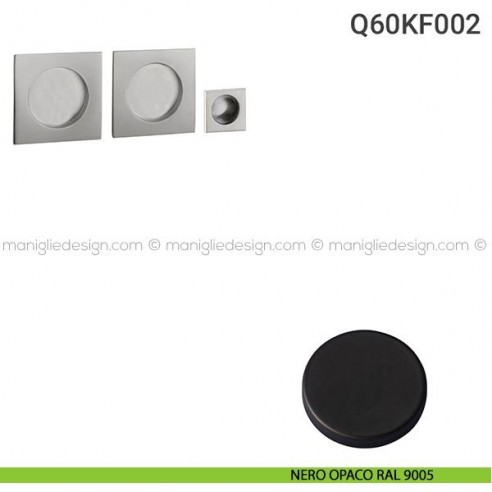 Kit placche incasso quadrate cieche Q60 Reguitti con frontalino di trascinamento nero opaco RAL 9005