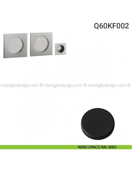 Kit placche incasso quadrate cieche Q60 Reguitti con frontalino di trascinamento nero opaco RAL 9005