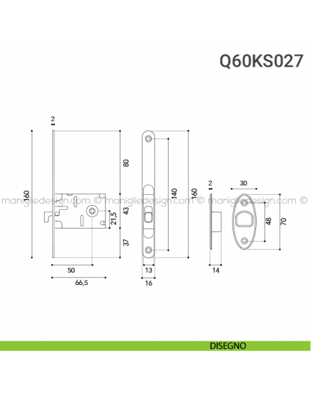 Kit per porta scorrevole Q60KS027 disegno