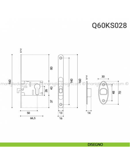 Kit per porta scorrevole Q24KS028 disegno