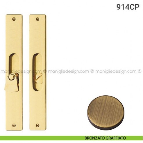 Placche incasso rettangolari con nottolino pendente 914 Reguitti bronzato graffiato