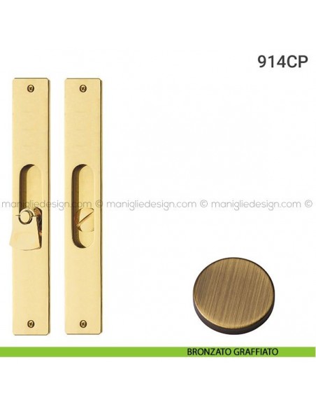 Placche incasso rettangolari con nottolino pendente 914 Reguitti bronzato graffiato