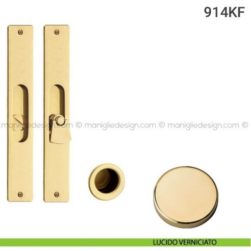 Kit placche incasso rettangolari con nottolino pendente 914 Reguitti con frontalino di trascinamento lucido verniciato