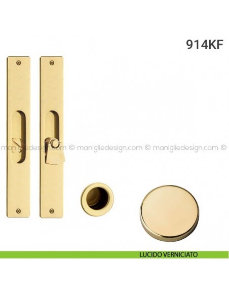 Kit placche incasso rettangolari con nottolino pendente 914 Reguitti con frontalino di trascinamento lucido verniciato