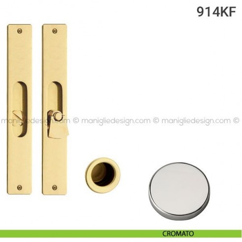 Kit placche incasso rettangolari con nottolino pendente 914 Reguitti con frontalino di trascinamento cromato