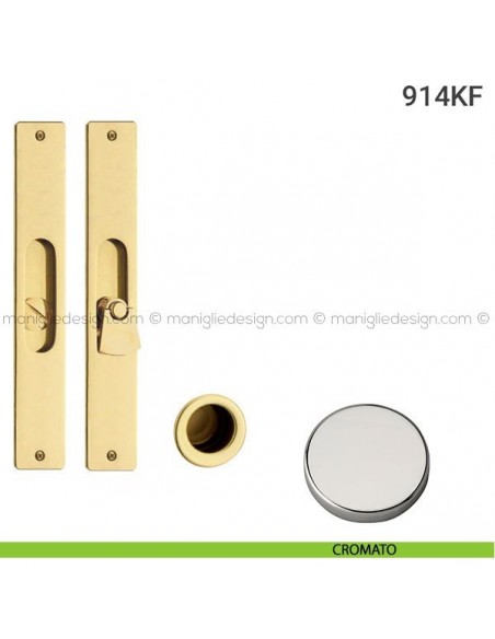 Kit placche incasso rettangolari con nottolino pendente 914 Reguitti con frontalino di trascinamento cromato