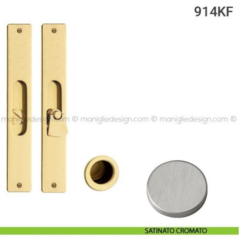 Kit placche incasso rettangolari con nottolino pendente 914 Reguitti con frontalino di trascinamento satinato cromato