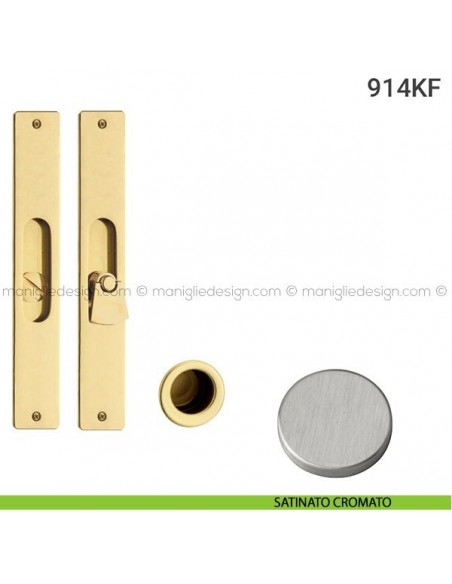 Kit placche incasso rettangolari con nottolino pendente 914 Reguitti con frontalino di trascinamento satinato cromato