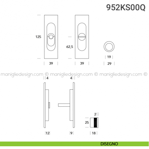Kit per porta scorrevole 952KS00Q disegno