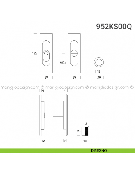 Kit per porta scorrevole 952KS00Q disegno