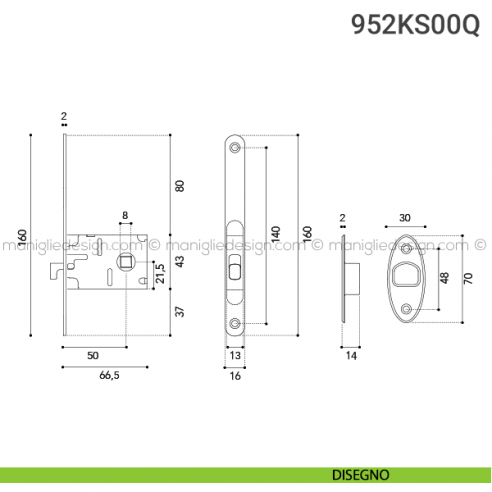 Kit per porta scorrevole 952KS00Q disegno