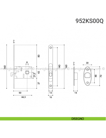 Kit per porta scorrevole 952KS00Q disegno