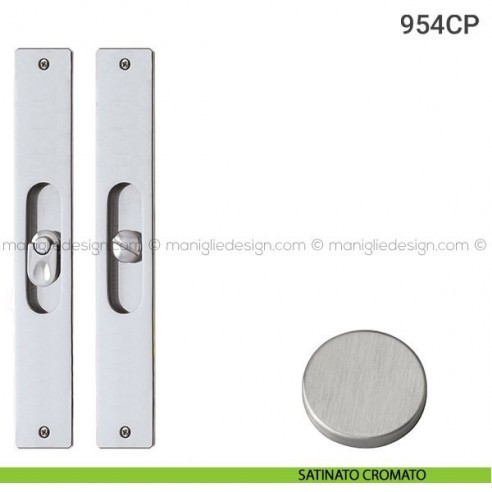 Placche incasso rettangolari con nottolino pendente 954 Reguitti satinato cromato