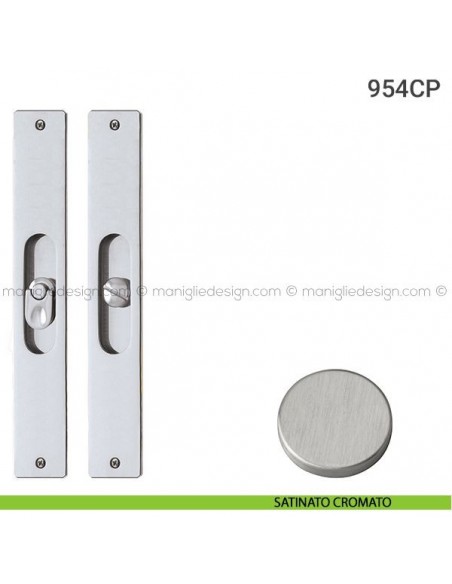 Placche incasso rettangolari con nottolino pendente 954 Reguitti satinato cromato