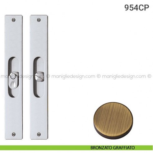 Placche incasso rettangolari con nottolino pendente 954 Reguitti bronzato graffiato