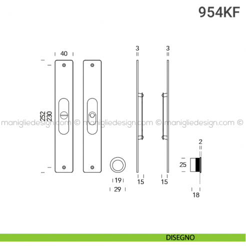 Kit per porta scorrevole 954KF disegno