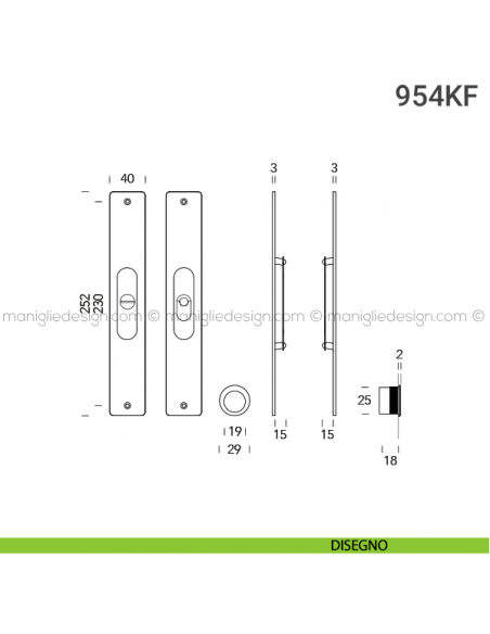 Kit per porta scorrevole 954KF disegno