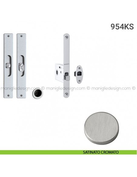Kit per porta scorrevole 954KS satinato cromato