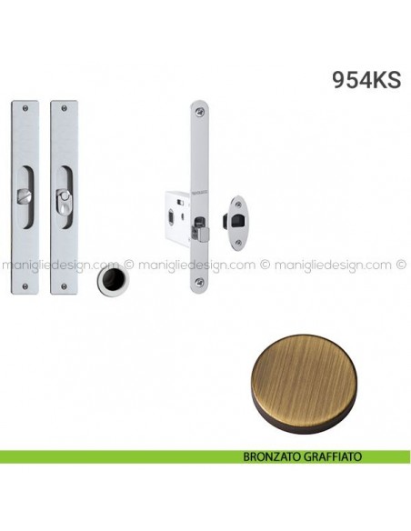 Kit per porta scorrevole 954KS bronzato graffiato