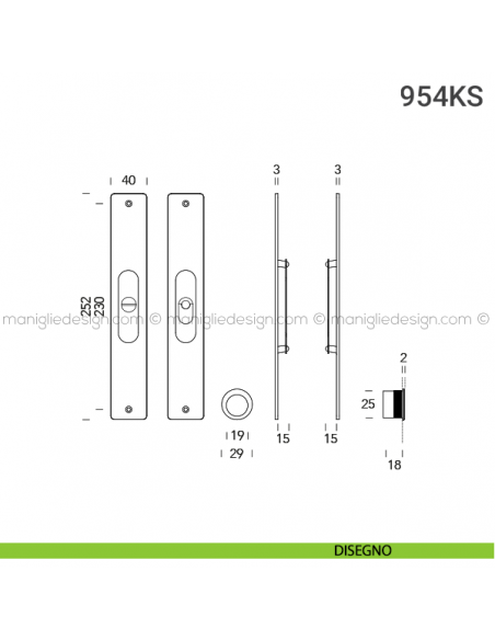 Kit per porta scorrevole 954KS disegno