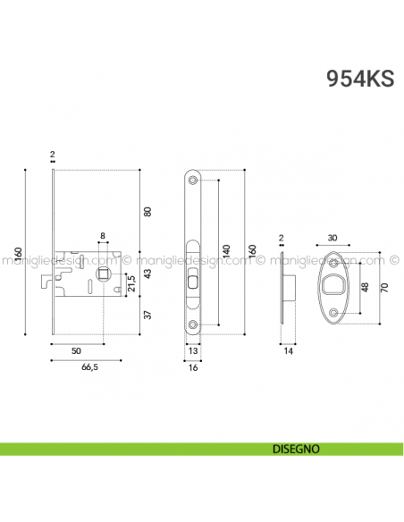 Kit per porta scorrevole 954KS disegno