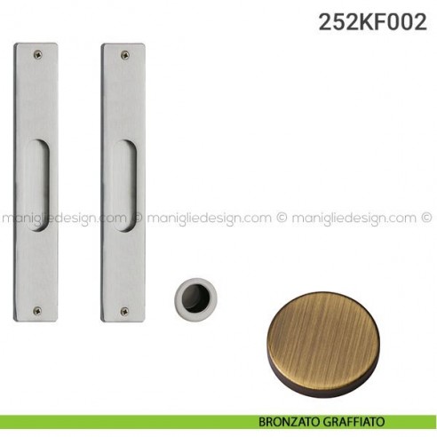 Kit placche incasso rettangolari cieche 252 Reguitti con frontalino di trascinamento bronzato graffiato