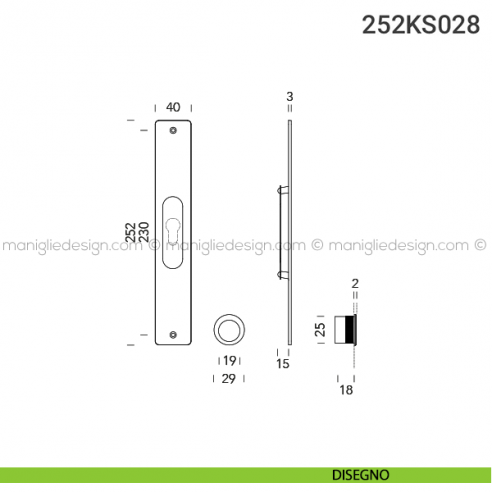 Kit per porta scorrevole 252KS028 disegno