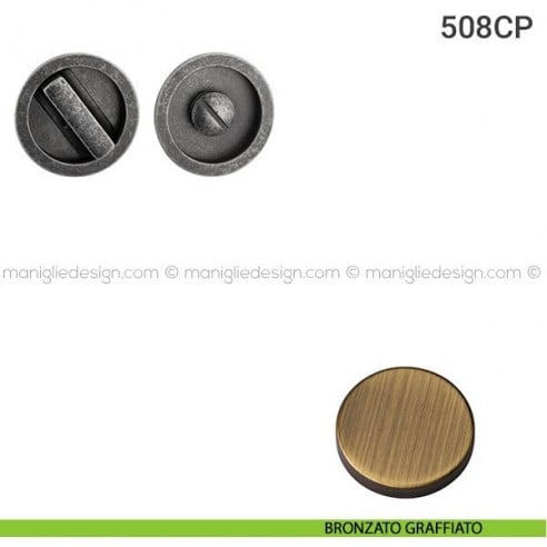 Placche incasso tonde con nottolino 508 Reguitti bronzato graffiato