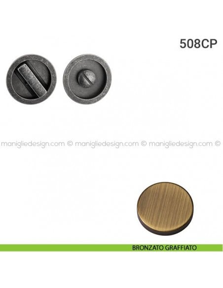 Placche incasso tonde con nottolino 508 Reguitti bronzato graffiato