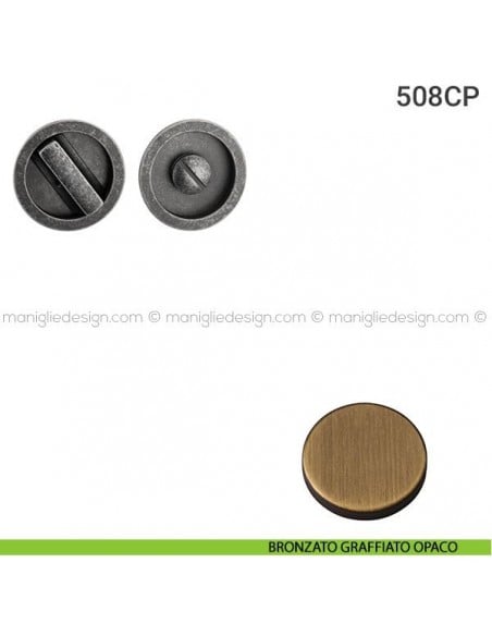 Placche incasso tonde con nottolino 508 Reguitti bronzato graffiato opaco