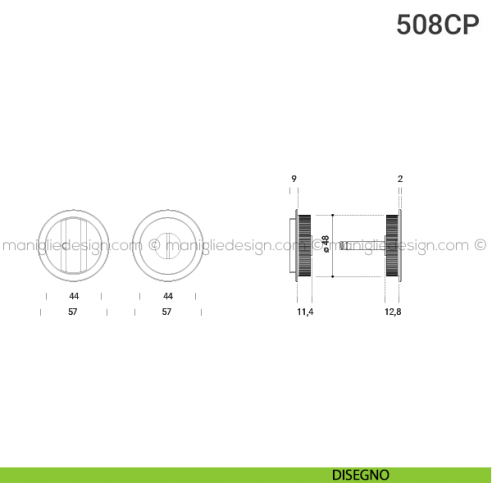 Placche incasso tonde con nottolino 508 Reguitti disegno