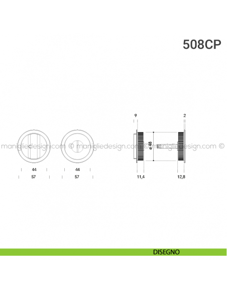 Placche incasso tonde con nottolino 508 Reguitti disegno