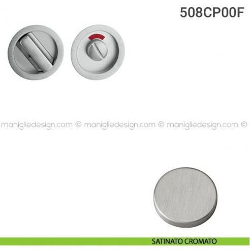 Placche incasso tonde con nottolino 508 Reguitti con libero/occupato satinato cromato