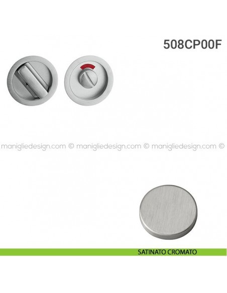 Placche incasso tonde con nottolino 508 Reguitti con libero/occupato satinato cromato
