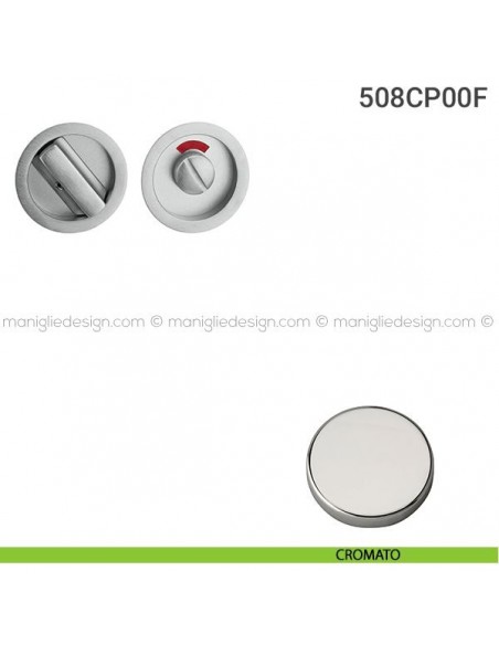 Placche incasso tonde con nottolino 508 Reguitti con libero/occupato cromato