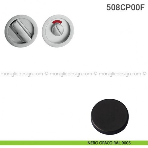 Placche incasso tonde con nottolino 508 Reguitti con libero/occupato nero opaco RAL 9005