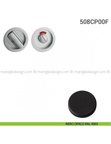 Placche incasso tonde con nottolino 508 Reguitti con libero/occupato nero opaco RAL 9005