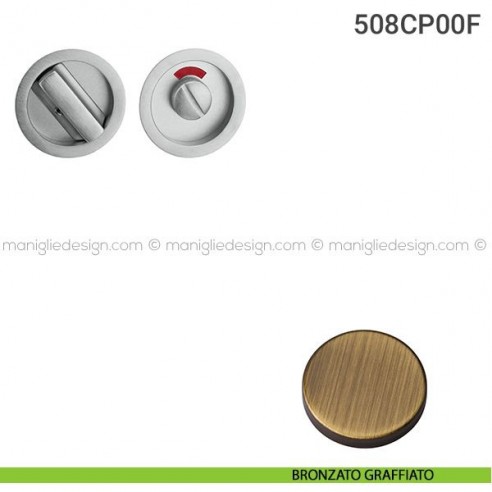 Placche incasso tonde con nottolino 508 Reguitti con libero/occupato bronzato graffiato