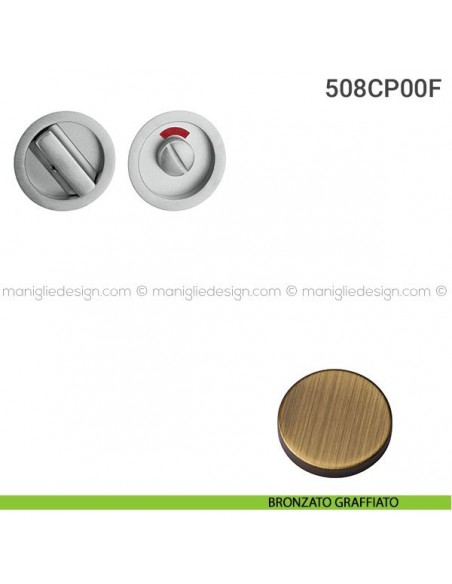 Placche incasso tonde con nottolino 508 Reguitti con libero/occupato bronzato graffiato