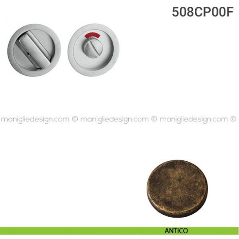Placche incasso tonde con nottolino 508 Reguitti con libero/occupato antico