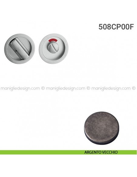 Placche incasso tonde con nottolino 508 Reguitti con libero/occupato argento vecchio