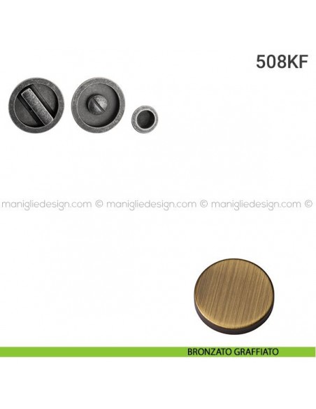 Kit placche incasso tonde con nottolino 508 Reguitti con frontalino di trascinamento bronzo graffiato