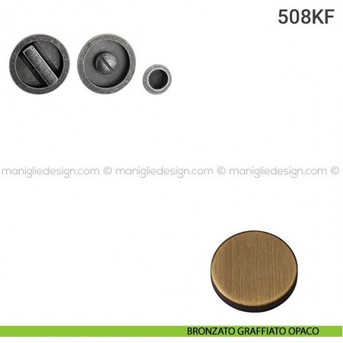 Kit placche incasso tonde con nottolino 508 Reguitti con frontalino di trascinamento bronzo graffiato opaco