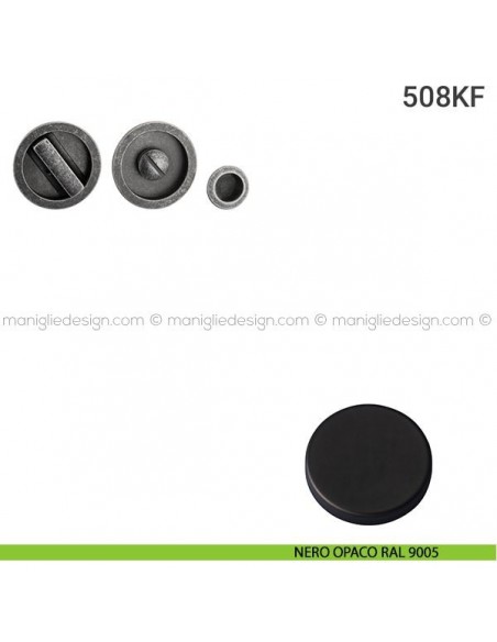 Kit placche incasso tonde con nottolino 508 Reguitti con frontalino di trascinamento nero opaco RAL 9005