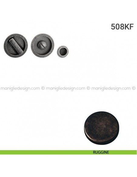 Kit placche incasso tonde con nottolino 508 Reguitti con frontalino di trascinamento ruggine