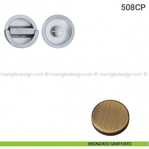 Placche incasso tonde con nottolino ad anello 519 Reguitti bronzato graffiato