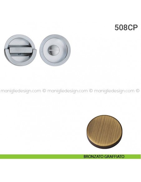 Placche incasso tonde con nottolino ad anello 519 Reguitti bronzato graffiato