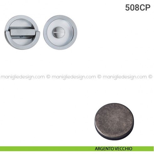 Placche incasso tonde con nottolino ad anello 519 Reguitti argento vecchio