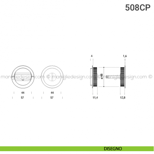 Placche incasso tonde con nottolino ad anello 519 Reguitti disegno