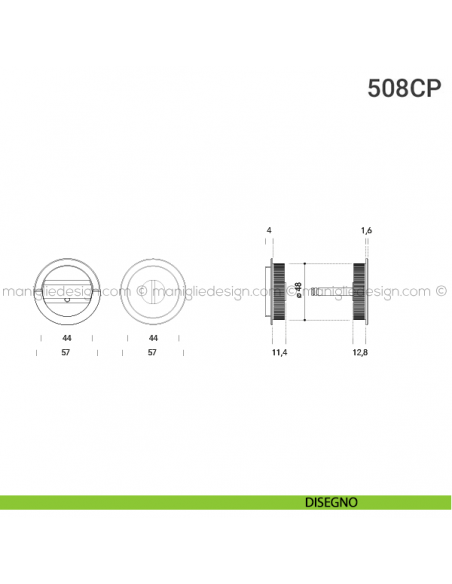 Placche incasso tonde con nottolino ad anello 519 Reguitti disegno